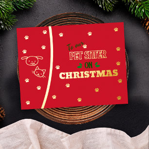 Pet Sitter on Christmas Cat and Dog Gold Holiday