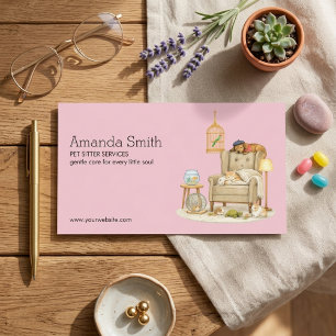 Pet Sitter Services Cute Dog Walker Business Card