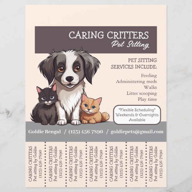 Pet Sitter Tear-Away Flyer (Front)