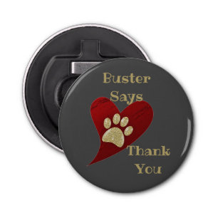 Pet Sitter Thank You Glittery Gold Paw Print Bottle Opener