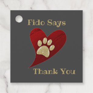 Pet Sitter Thank you Gold Paw Print Appreciation Favour Tags
