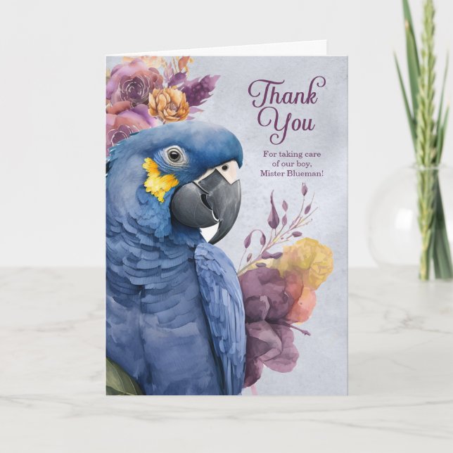 Pet Sitter Thank You Hyacinth Macaw Parrot Custom (Front)