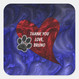 Pet Sitter Thank You Paw Print Heart Appreciation Square Sticker