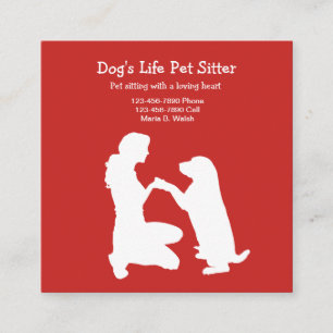 Pet Sitter With Dog Square Business Card