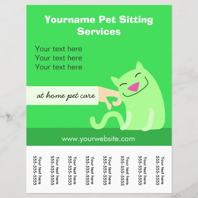 Pet Sitter's Cat Flyer-green Flyer (Front)