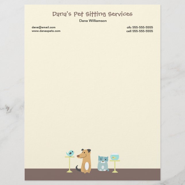 Pet Sitter's Letterhead (Front)