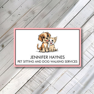 Pet Sitting and Dog Walking Services Cute Business Card