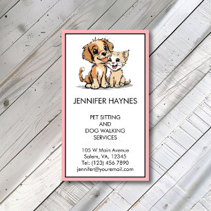 Pet Sitting and Dog Walking Services Cute Business Card