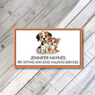 Pet Sitting and Dog Walking Services Cute Business Card