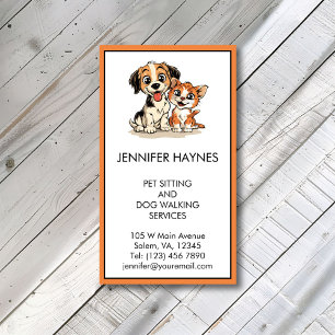 Pet Sitting and Dog Walking Services Cute Business Card