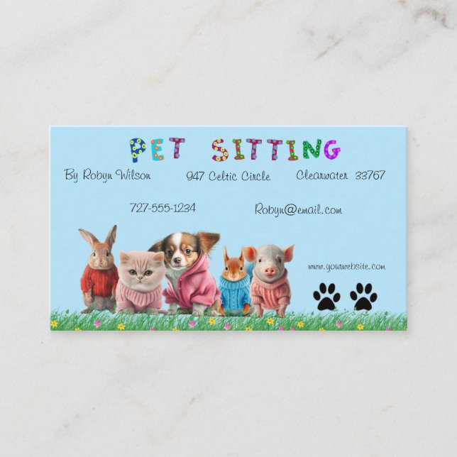 Pet Sitting Announcement Cards (Front)