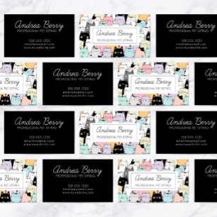 Pet Sitting Colourful Cat Theme Business Card