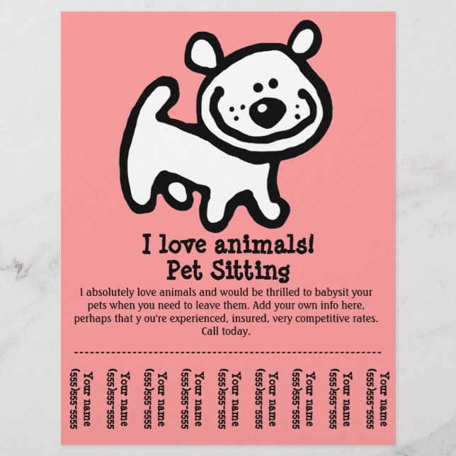 Pet Sitting, Dog Grooming, Walking, Training flyer (Front)