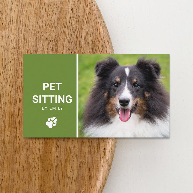 Pet Sitting Dog Service Happy Sheltie Dog Photo Business Card (Creator Uploaded)