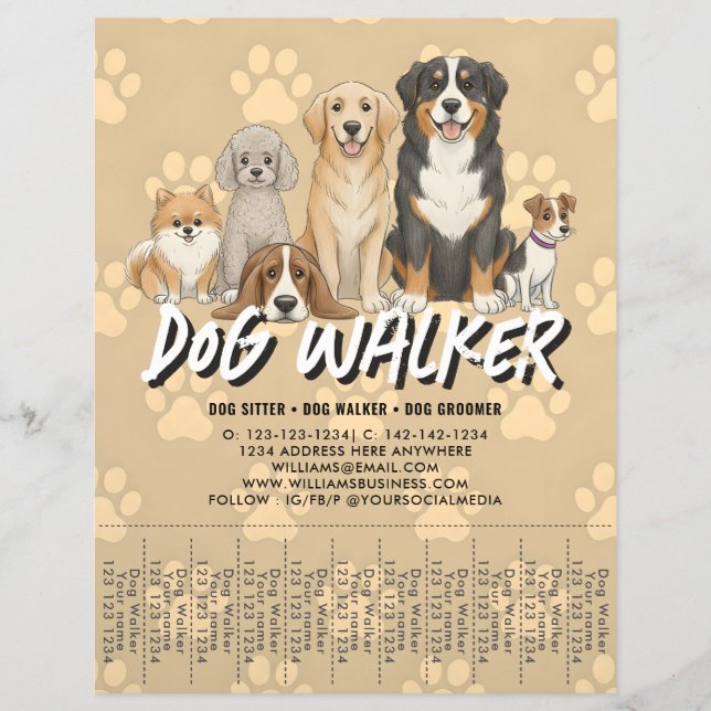 Pet Sitting Dog Walker Custom Promotional QR Code Flyer (Front)