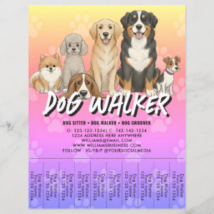 Pet Sitting Dog Walker Custom Promotional Vibrant Flyer
