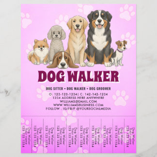 Pet Sitting Dog Walker Promotional Vibrant Pink Flyer