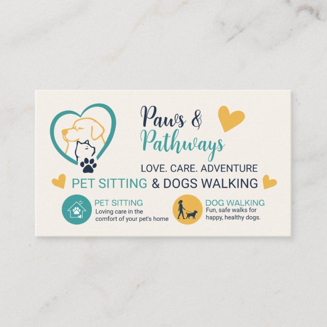 Pet Sitting & Dog Walking Business Card (Front)