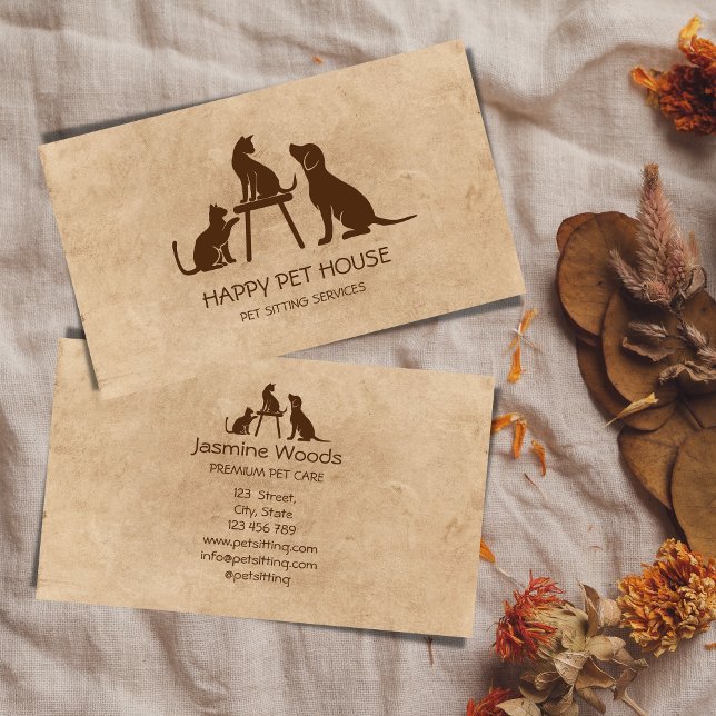 Pet Sitting Dog Walking Cat Veterinarian  Business Business Card (Creator Uploaded)