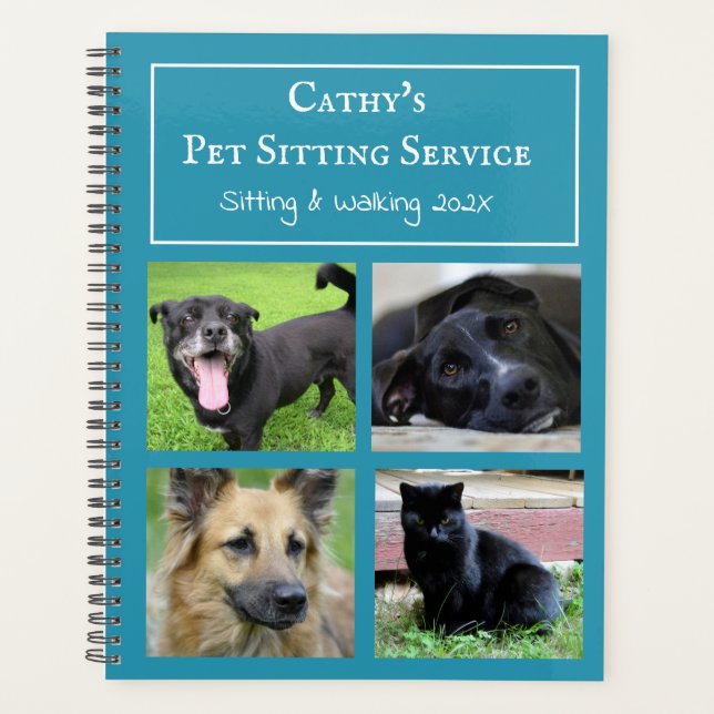 Pet Sitting Dog Walking Service Personalised Photo Planner (Front)