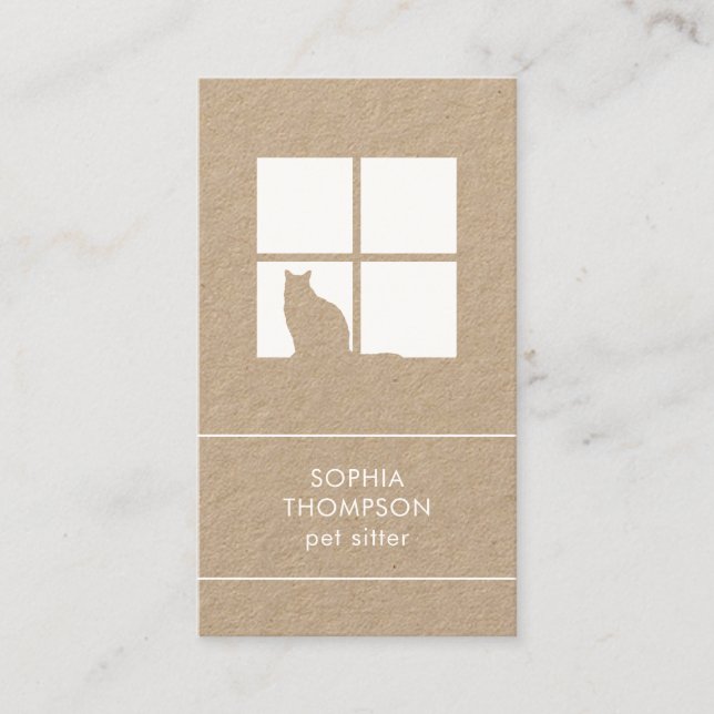 Pet Sitting Groomer Services Unique Vertical Kraft Business Card (Front)