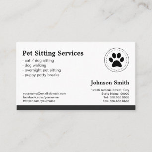 Pet Sitting Pet Care - Appointment Card