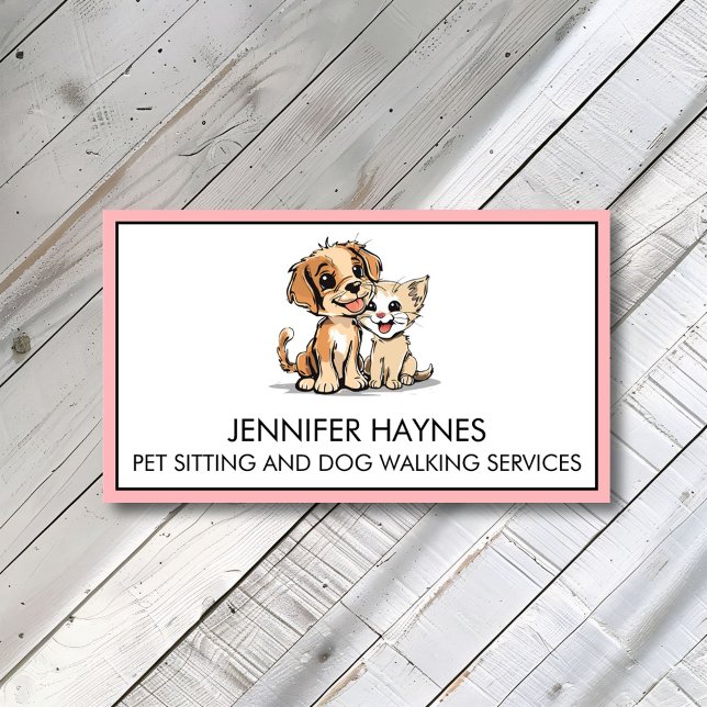 Pet Sitting Petsitting Dog Walking Services Cute Business Card (Creator Uploaded)