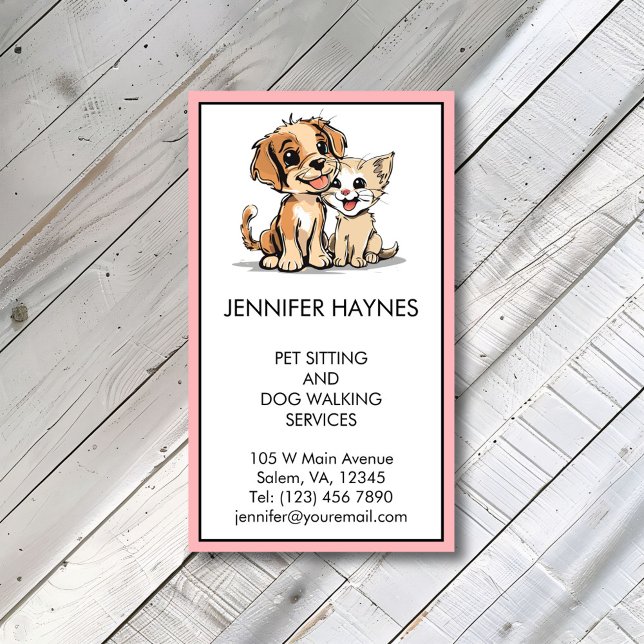 Pet Sitting Petsitting Dog Walking Services Cute Business Card (Creator Uploaded)