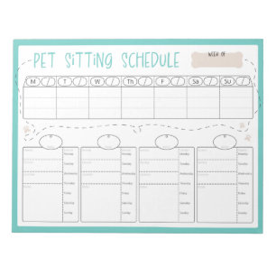 Pet Sitting Schedule Notepad