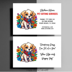 Pet Sitting Service Cute Puppy Business Card
