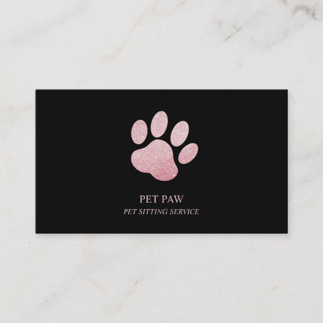 Pet Sitting Service Paw Groomer Veterinary Business Card (Front)