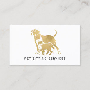 Pet Sitting Services Gold & White Business Card