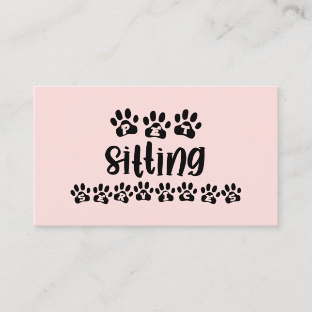 Pet Sitting Services Typography Business Card (Front)
