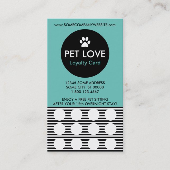 PET SITTING stripe stamp card (Front)