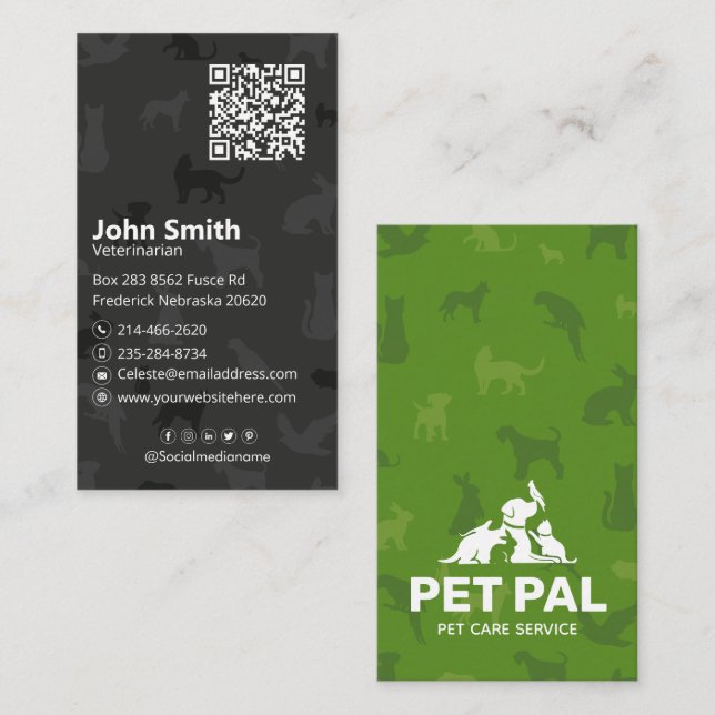 Pet Sitting, Veterinary Clinic, Vet, Pet Care Business Card (Front/Back)