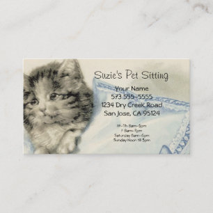Pet Sitting Vintage Cat Business Card