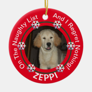 Pet Snowflake Naughty List Christmas Ceramic Tree Decoration