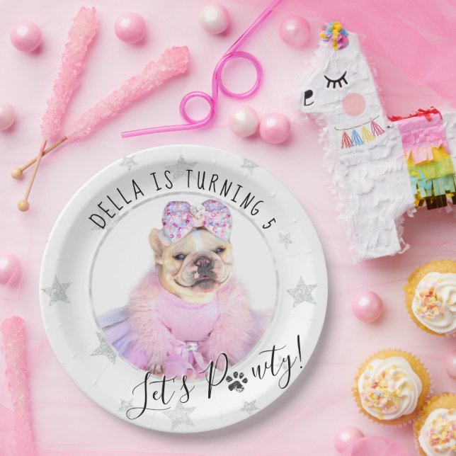 Pet Star | Let's Pawty Photo Pet Dog Birthday Paper Plate (Party)