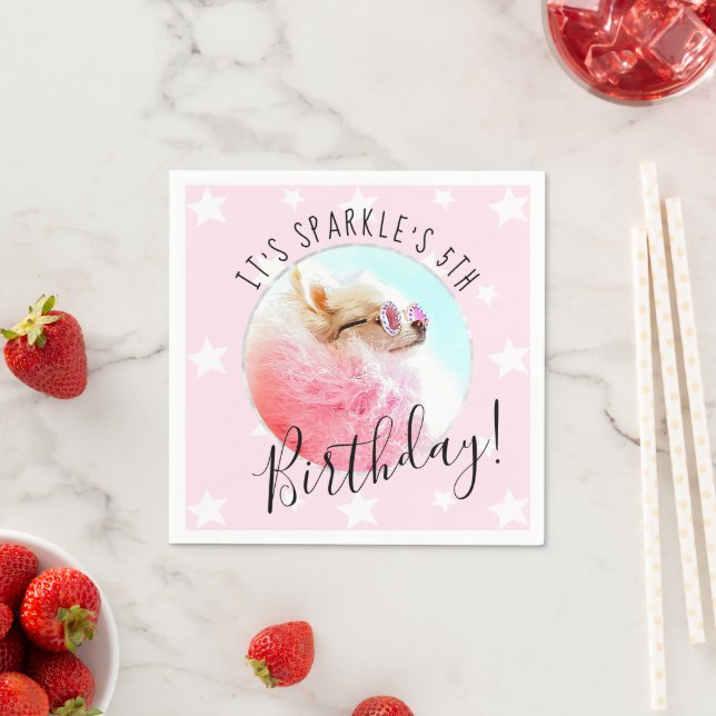 Pet Star | Photo Pet Birthday Party Pink Napkin (Insitu)