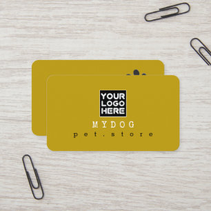 Pet Store Dog Paw Logo mustard Business Card