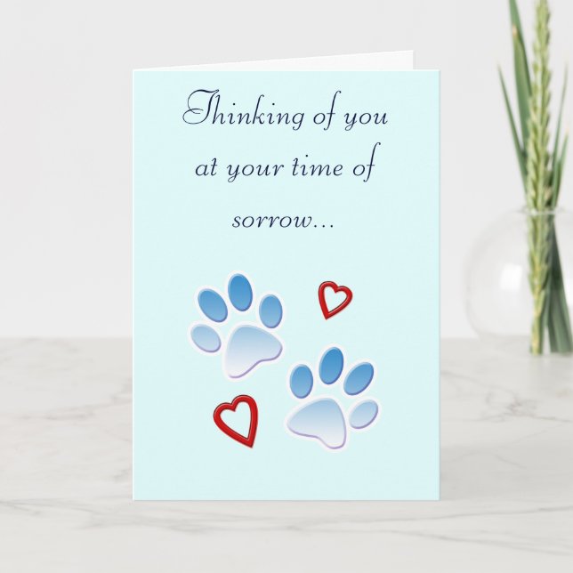 Pet Sympathy Card Paws and Hearts (Front)