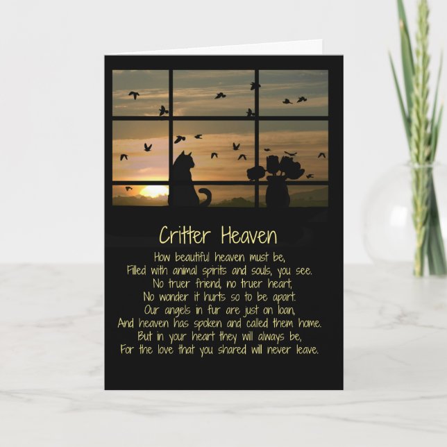 Pet Sympathy, Cat Sympathy Spiritual Poem Animal Card (Front)