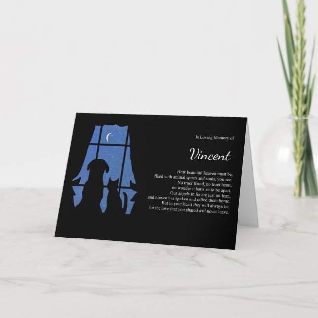 Pet Sympathy Dog Cat Custom Name Spiritual Poem Card (Front)