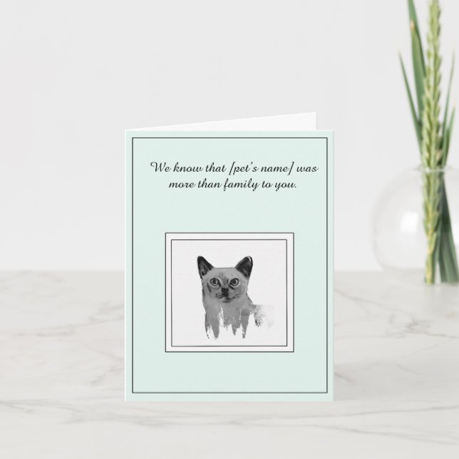 Pet Sympathy for a Tonkinese Cat Card (Front)