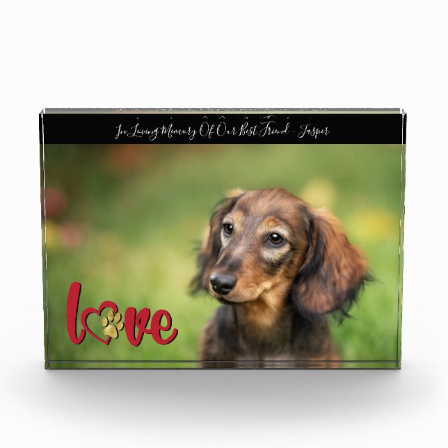 Pet Sympathy Heart Paw Print Memory Keepsake Photo Block (Front)