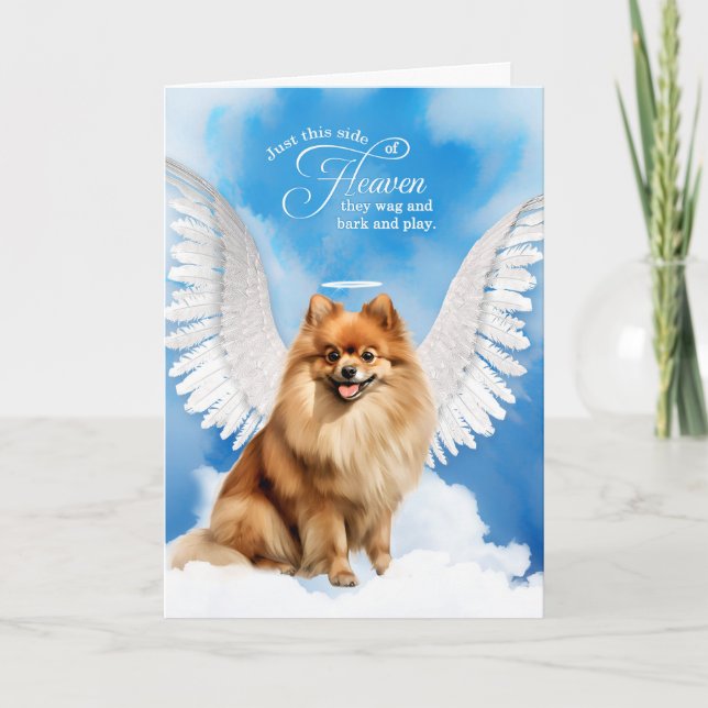 Pet Sympathy Loss of a Dog Pomeranian Angel Card (Front)