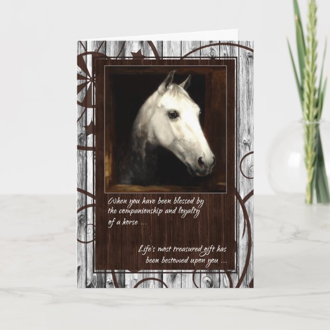 Pet Sympathy Loss of a Horse Barn Wood Card (Front)