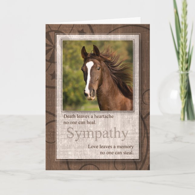 Pet Sympathy Loss of a Horse Western Brown Card (Front)