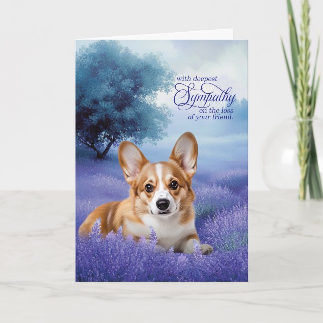 Pet Sympathy Pembroke Welsh Corgi Dog Lavender Card (Front)