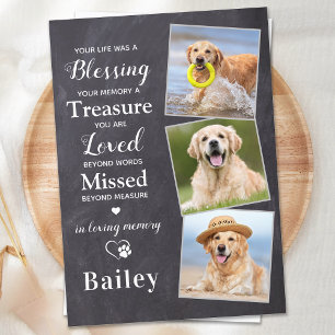 Pet Sympathy Personalised 3 Photo Dog Memorial Thank You Card